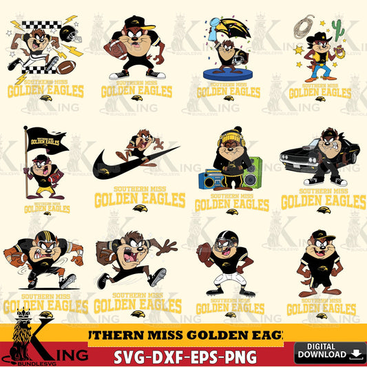 Southern Miss Golden Eagles Taz Football NCAA Bundle SVG file, Cut file  , Digital Download , Instant Download, Taz svg, NCAA svg