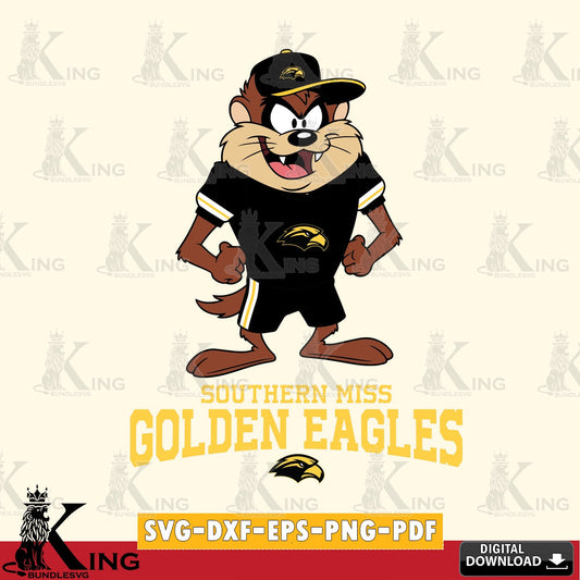Southern Miss Golden Eagles Taz Standing Pose SVG file, Cut file  , Digital Download , Instant Download, Taz svg, NCAA svg