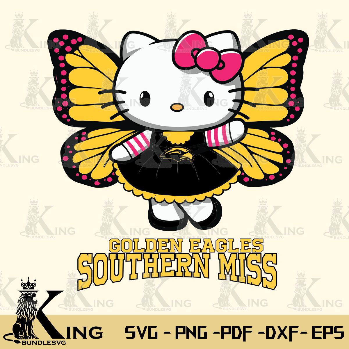 Southern Miss Golden Eagles Whimsical Kitty Wings Svg Eps Dxf Png File, Digital Download