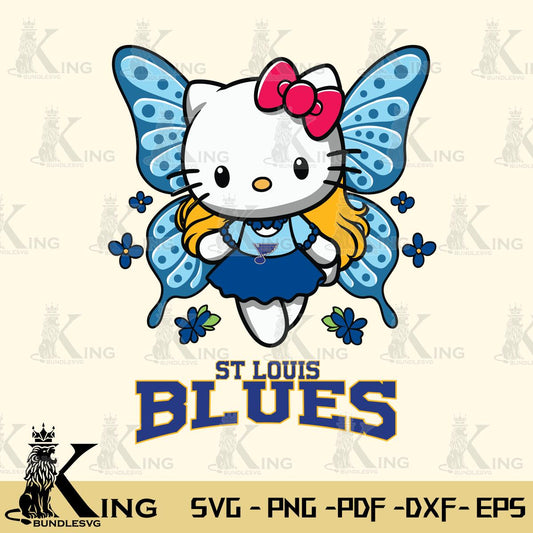 St Louis Blues Butterfly Kitty Charm Svg Eps Dxf Png File, Digital Download