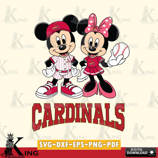 St Louis Cardinals Baseball Mickey Minnie Mouse SVG File, MLB for Cricut, Silhouette, Digital Download , file cut