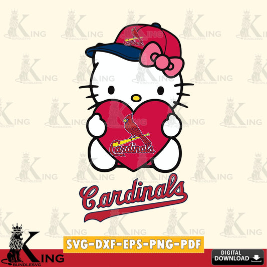 Comprehensive collection of St Louis Cardinals Hello Kitty baseball heart PNG clipart for sublimation printing and graphic design