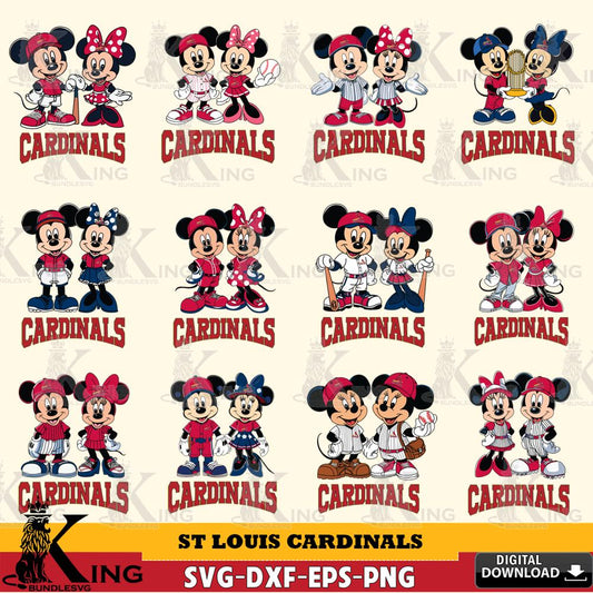 St Louis Cardinals Mickey Minnie MLB Bundle SVG DXF EPS PNG PDF, MLB for Cricut, Silhouette, Digital Download , file cut