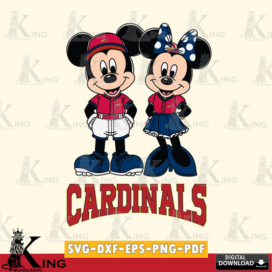 St Louis Cardinals Mickey Minnie Mouse Baseball SVG File, MLB for Cricut, Silhouette, Digital Download , file cut