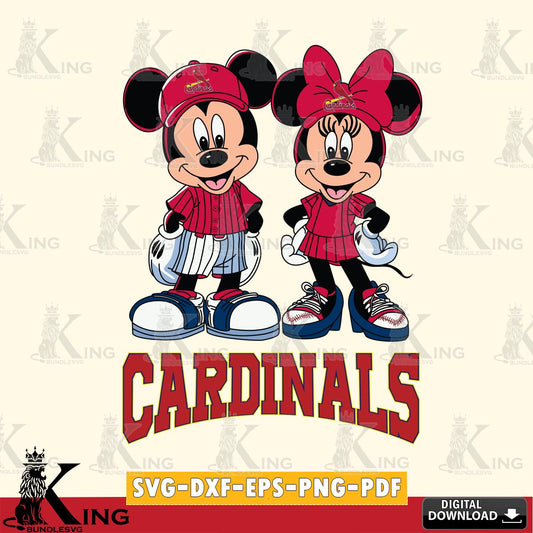 St Louis Cardinals Mickey Minnie Mouse Fan SVG File, MLB for Cricut, Silhouette, Digital Download , file cut