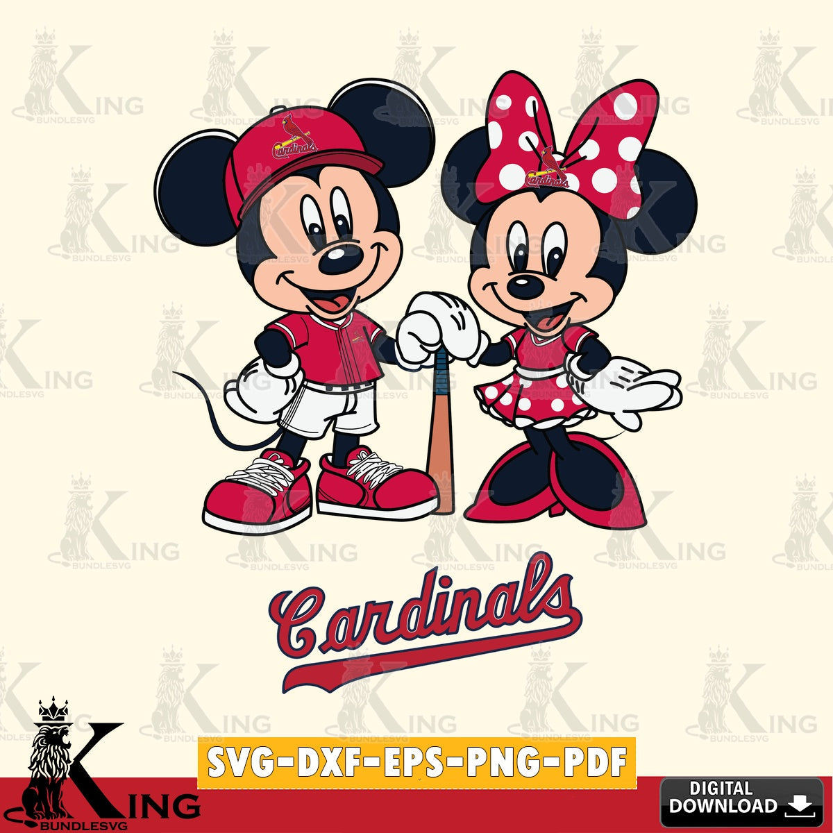 St Louis Cardinals Mickey Minnie Mouse Sport SVG file , For Cricut,  File cut , Digital Download , PDF File, Cut Files