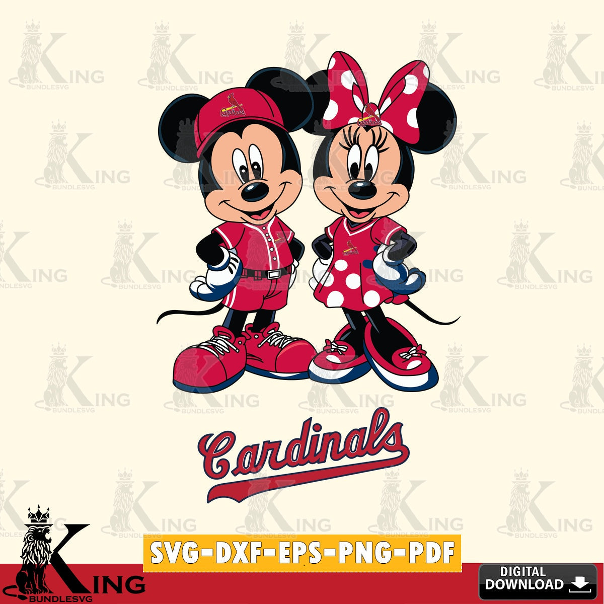St Louis Cardinals Mickey Minnie Mouse couple sport SVG file , For Cricut,  File cut , Digital Download , PDF File, Cut Files