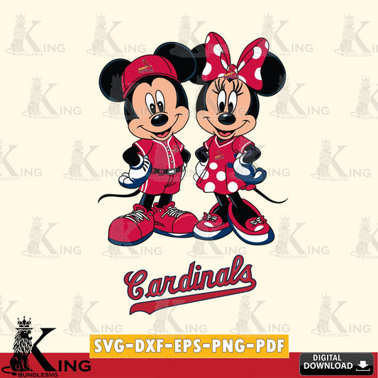 St Louis Cardinals Mickey Minnie Mouse couple sport SVG file , For Cricut,  File cut , Digital Download , PDF File, Cut Files