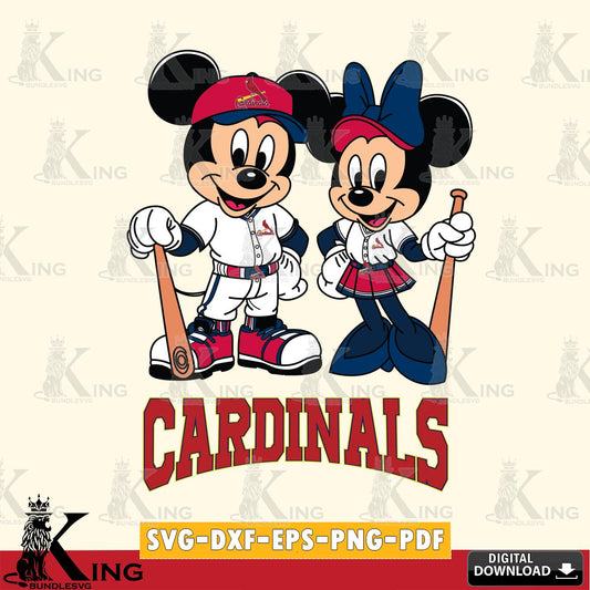 St Louis Cardinals Mickey Minnie Mouse player SVG File, MLB for Cricut, Silhouette, Digital Download , file cut
