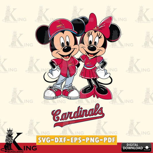 St Louis Cardinals Mickey Minnie Mouse smile SVG file , For Cricut,  File cut , Digital Download , PDF File, Cut Files