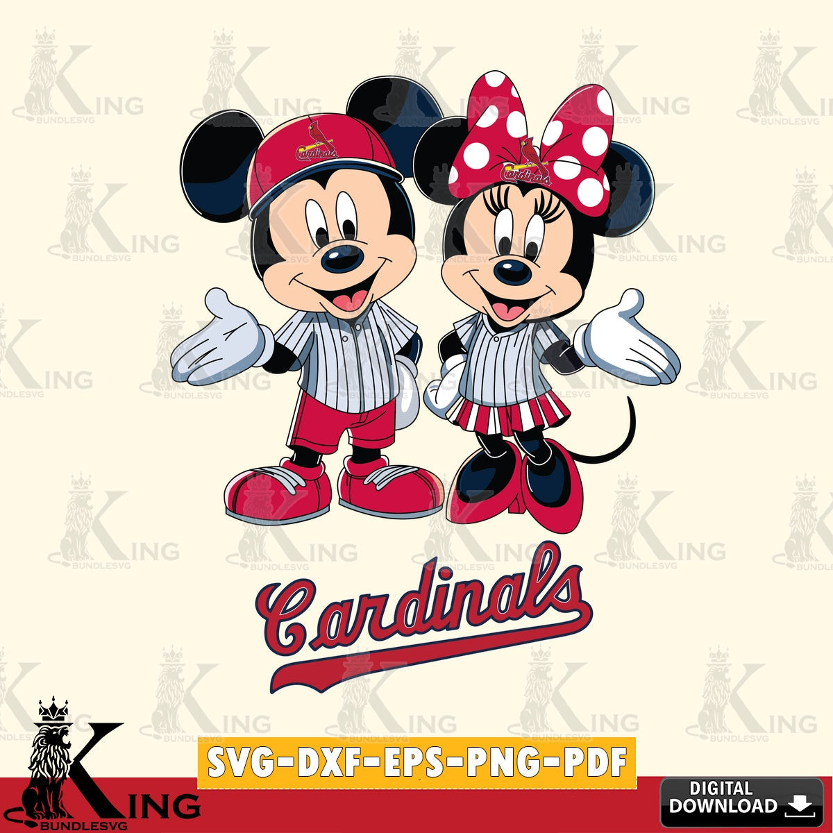 St Louis Cardinals Mickey Minnie couple SVG file , For Cricut,  File cut , Digital Download , PDF File, Cut Files