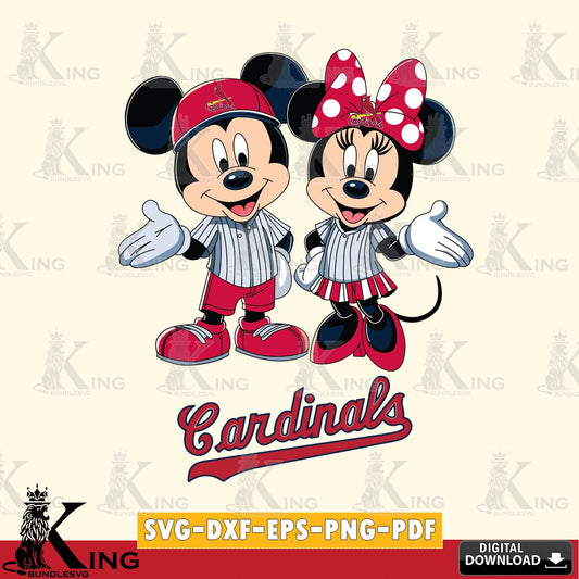 St Louis Cardinals Mickey Minnie couple SVG file , For Cricut,  File cut , Digital Download , PDF File, Cut Files