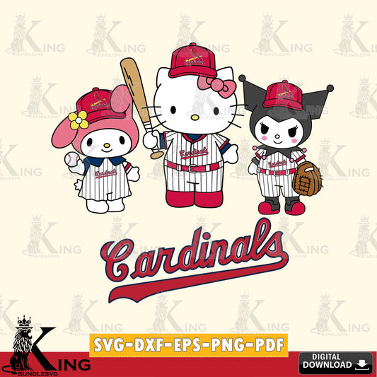 Exclusive set of St Louis Cardinals Squad kitty kuromi melody digital clipart compatible with laser engraving and cutting