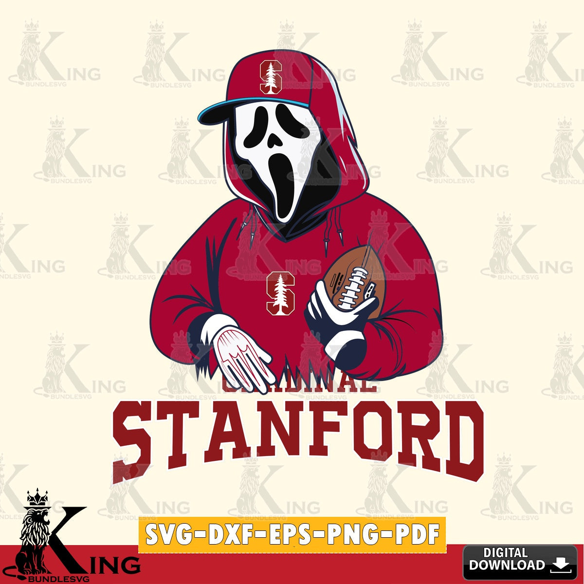 Beautiful illustration of Stanford Cardinal Ghostface Scream player Football for sublimation printing and graphic design