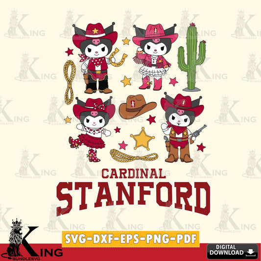 Stanford Cardinal Kuromi Cowboy Western SVG file, Cricut, Cut file  , Digital Download , Instant Download, Sanrio svg, Clipart