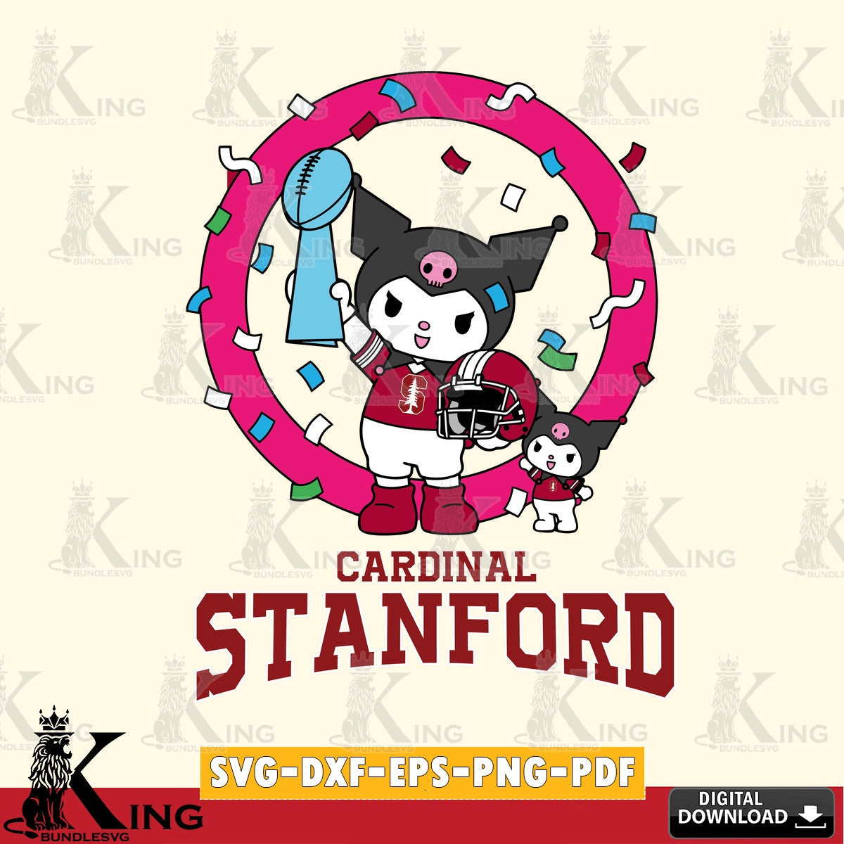 Stanford Cardinal Kuromi Football Champion SVG file, Cricut, Cut file  , Digital Download , Instant Download, Sanrio svg, Clipart