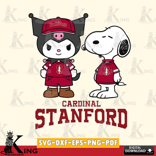 Stanford Cardinal Kuromi Snoopy Football SVG file, Cricut, Cut file  , Digital Download , Instant Download, Sanrio svg, Clipart