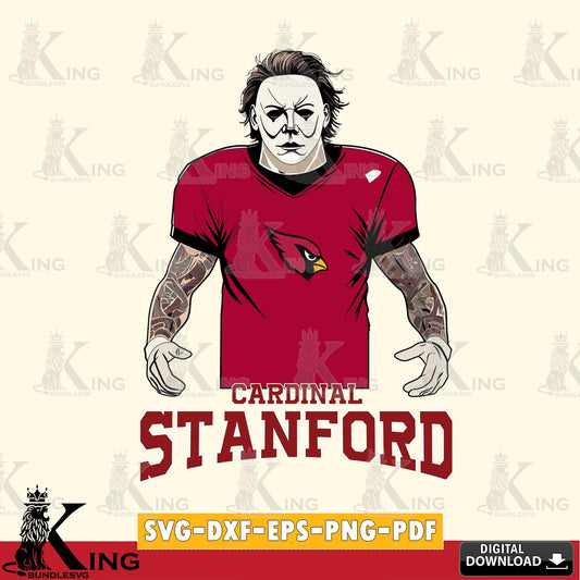 Creative design featuring Stanford Cardinal Michael Myers tattoo football, a digital download for Cricut Maker and paper crafts