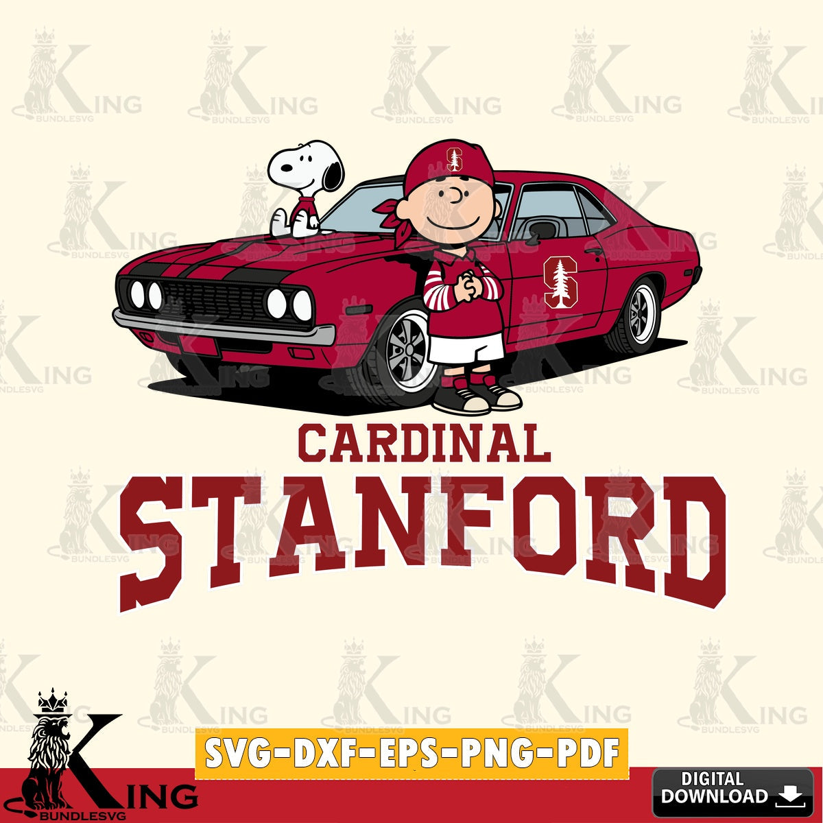 Stanford Cardinal Peanuts Muscle Car SVG, Cricut, Cut file  , Digital Download , Instant Download, Peanuts svg, NCAA svg, Football svg, Sport svg