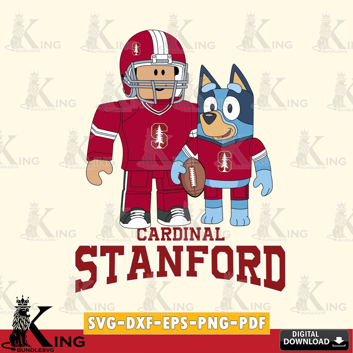Stanford Cardinal Roblox & Bluey Football SVG file , NCAA Cricut,  File cut , Digital Download , PDF File