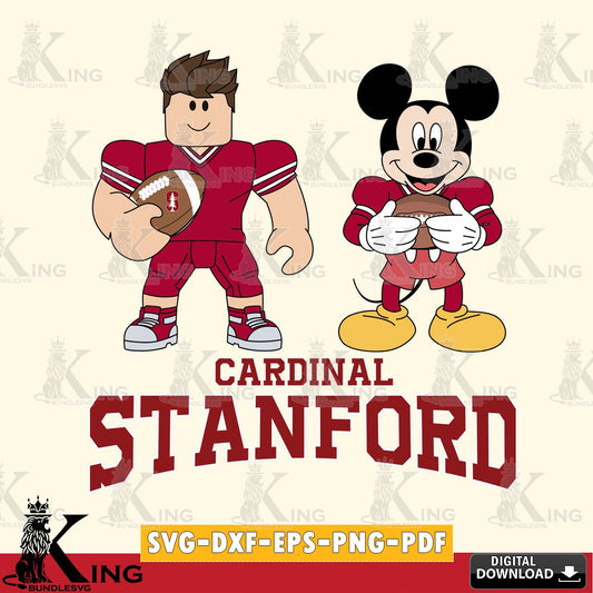 Stanford Cardinal Roblox & Mickey Football SVG file , NCAA Cricut,  File cut , Digital Download , PDF File