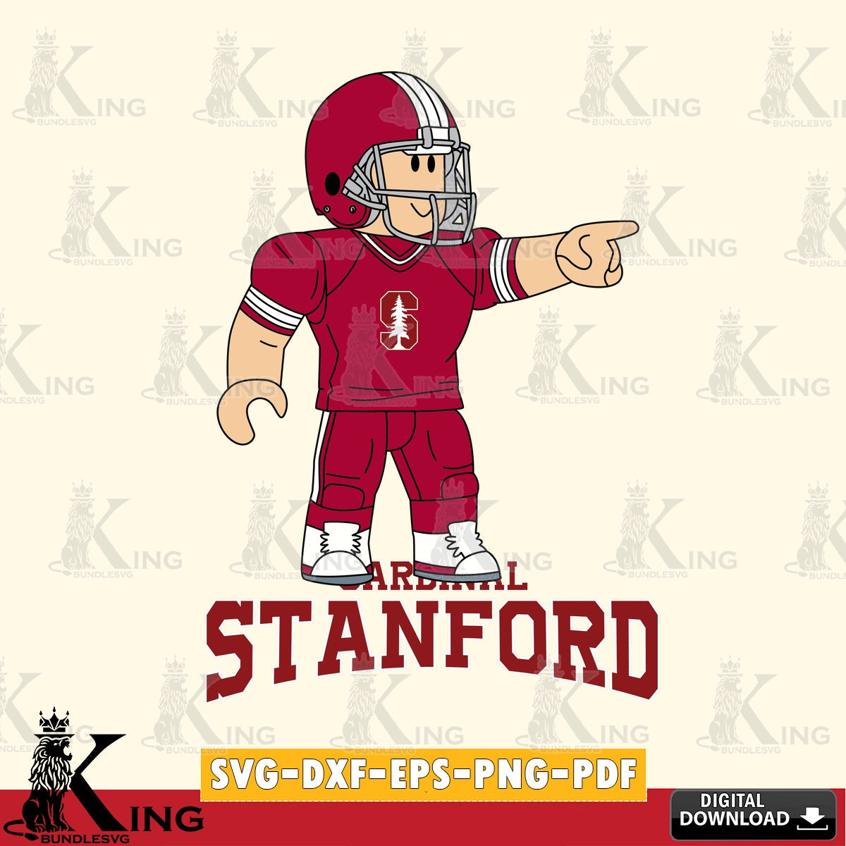 Stanford Cardinal Roblox Player Football SVG file , NCAA Cricut,  File cut , Digital Download , PDF File
