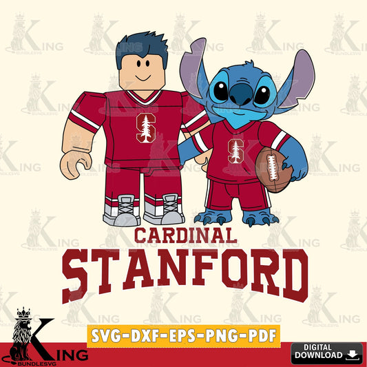 Stanford Cardinal Roblox & Stitch Football SVG file , NCAA Cricut,  File cut , Digital Download , PDF File