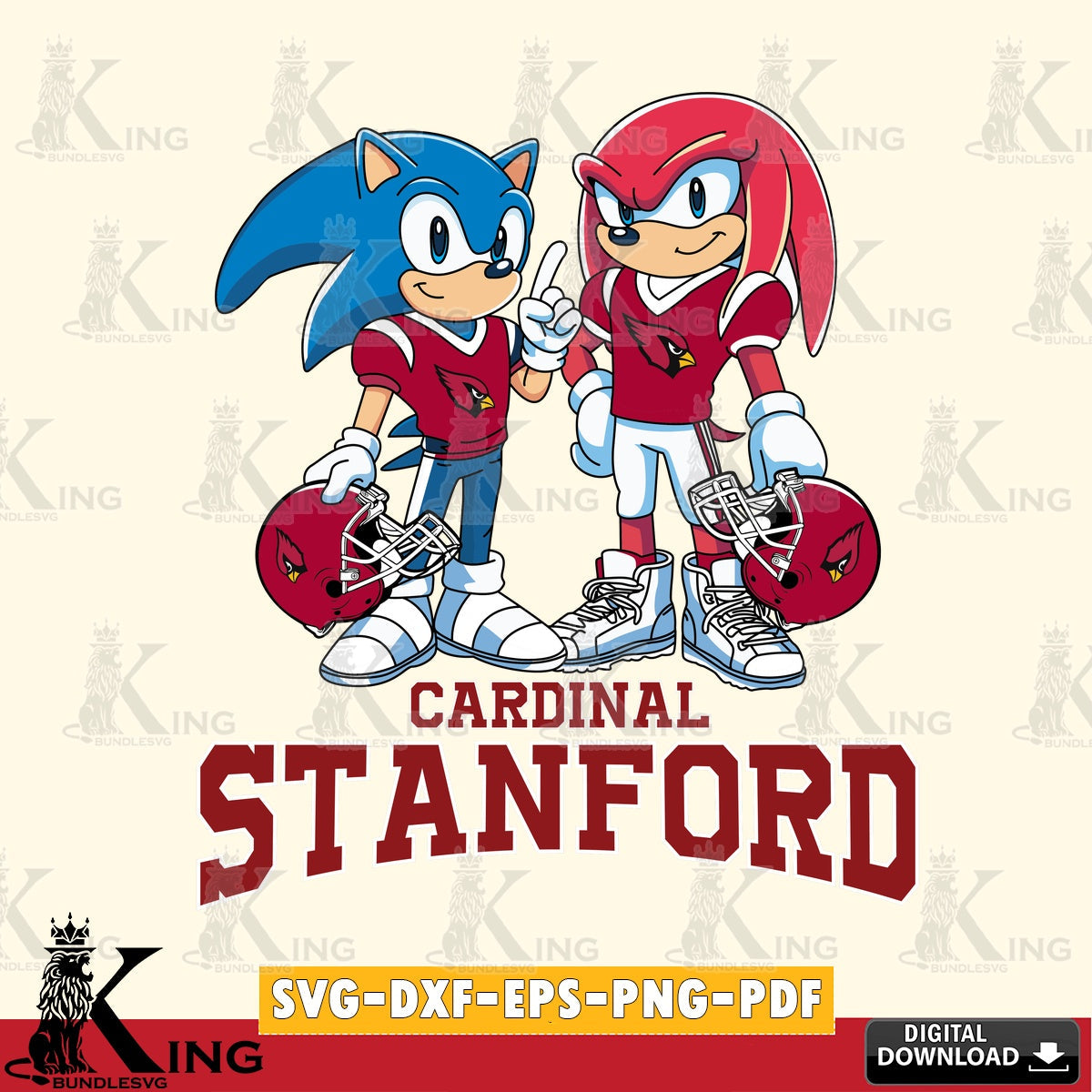 Stanford Cardinal Sonic And Knuckles Football SVG file, Vector , Digital Download , PDF File , Instant Download