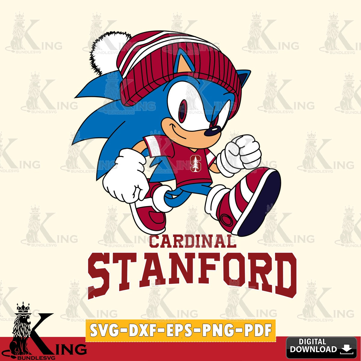 Stanford Cardinal Sonic Football SVG file, Vector , Digital Download , PDF File , Instant Download