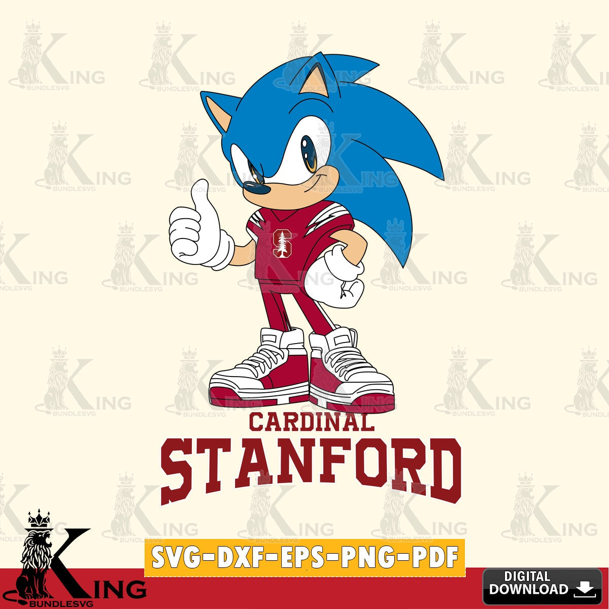 Stanford Cardinal Sonic Like Football SVG file, Vector , Digital Download , PDF File , Instant Download