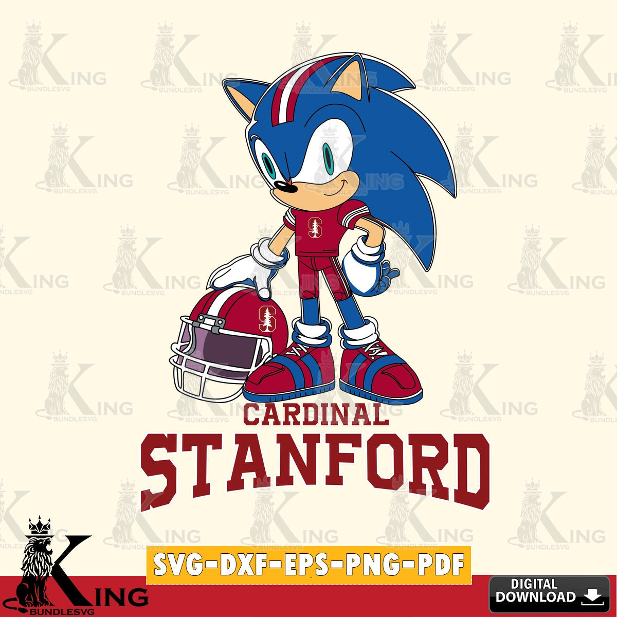 Custom design featuring Stanford Cardinal Sonic Player Football SVG PNG files perfect for Cricut and Silhouette cutting