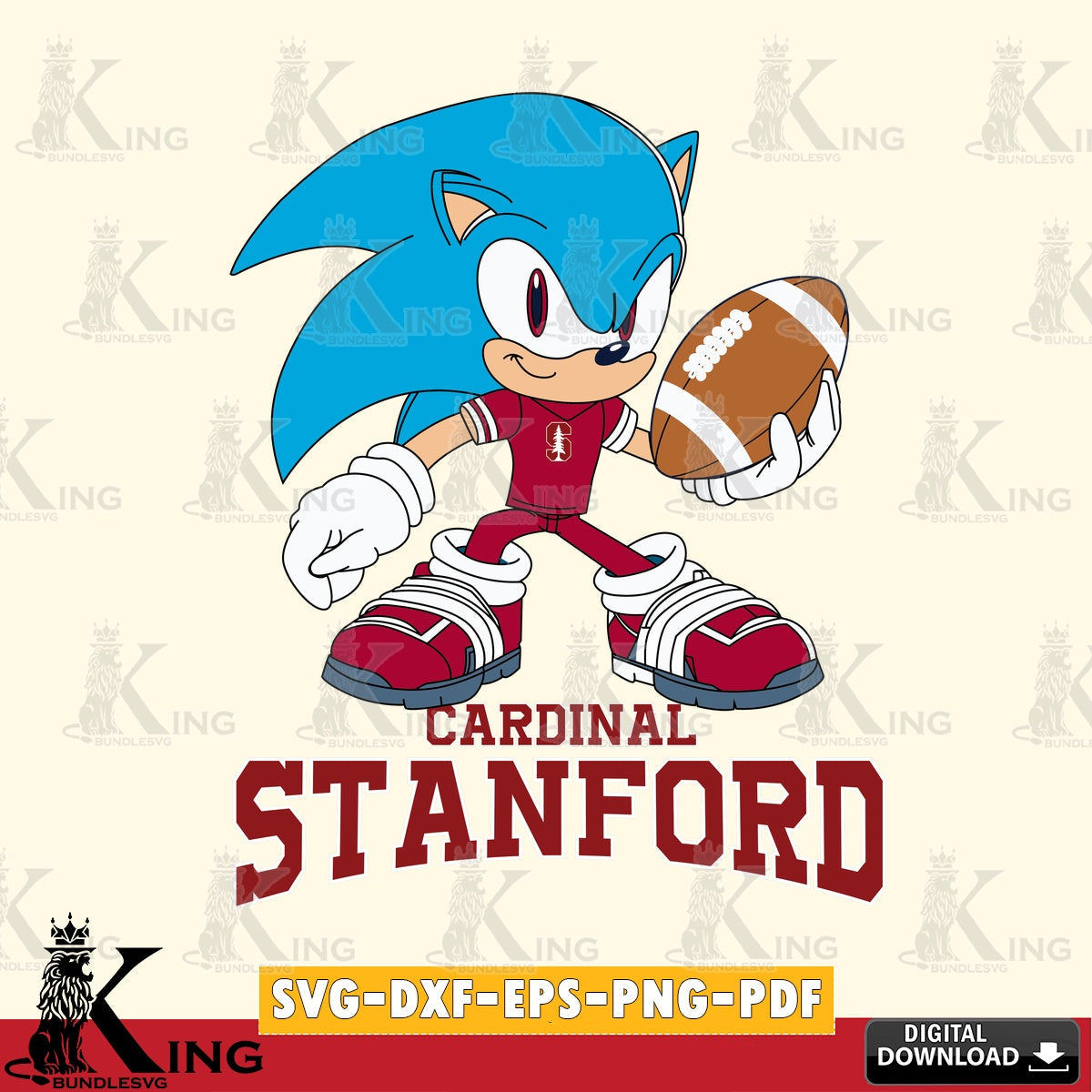 Detailed illustration of Stanford Cardinal Sonic Rugby digital clipart compatible with laser engraving and cutting