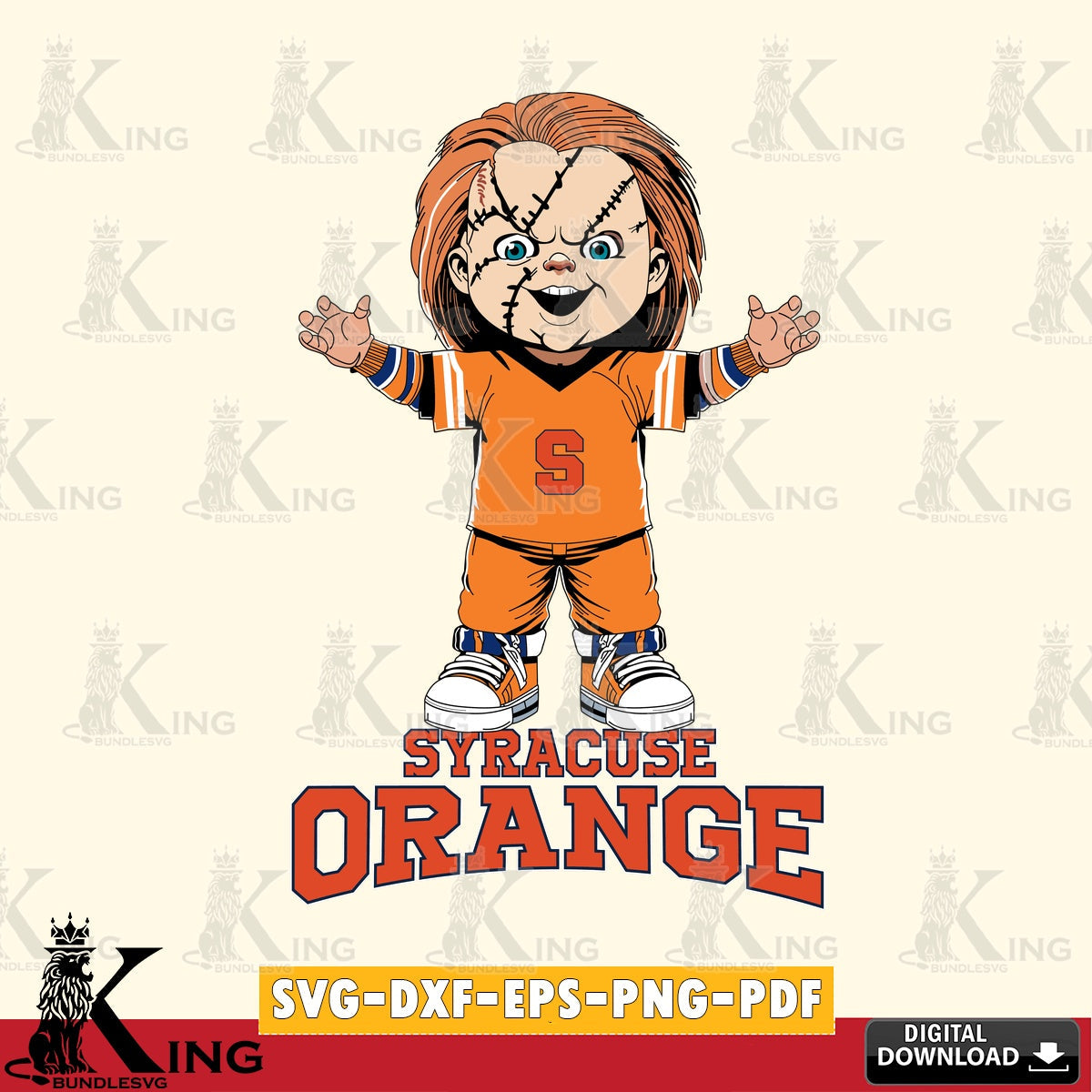 Artistic drawing of Syracuse Orange Chucky Football, a high-quality vector for DIY scrapbooking and home decor.