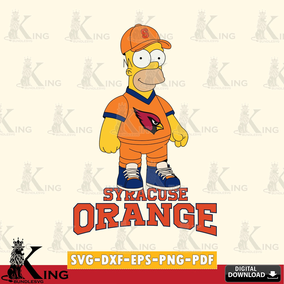Creative design featuring Syracuse Orange Homer Simpson Football, crafting file for iron-on transfer and vinyl decals.