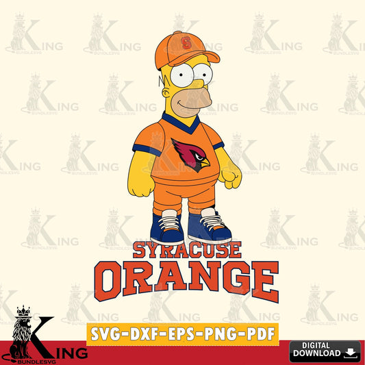 Creative design featuring Syracuse Orange Homer Simpson Football, crafting file for iron-on transfer and vinyl decals.