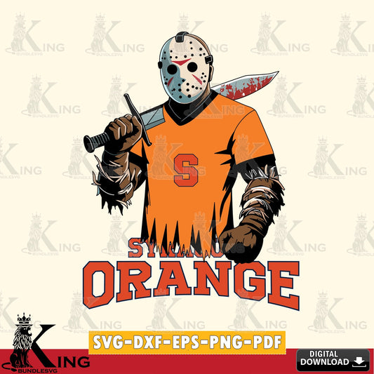 Digital download featuring Syracuse Orange Jason Voorhees football, a vector illustration for POD merchandise and apparel