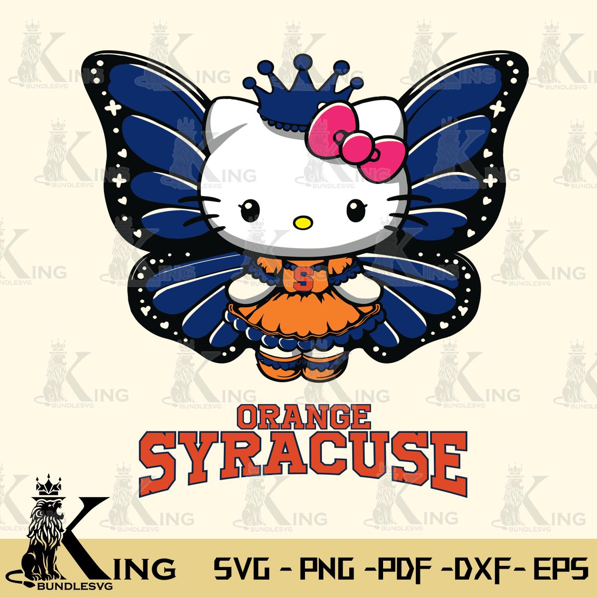 Syracuse Orange Kitty Wings & Flowers Svg Eps Dxf Png File, Digital Download