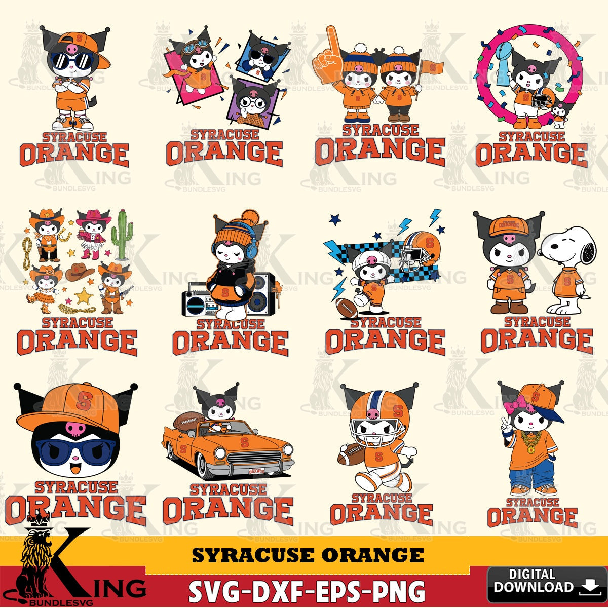 Syracuse Orange Kuromi Football Jersey NCAA Bundle SVG file, Cricut, Cut file  , Digital Download , Instant Download, Sanrio svg, Clipart