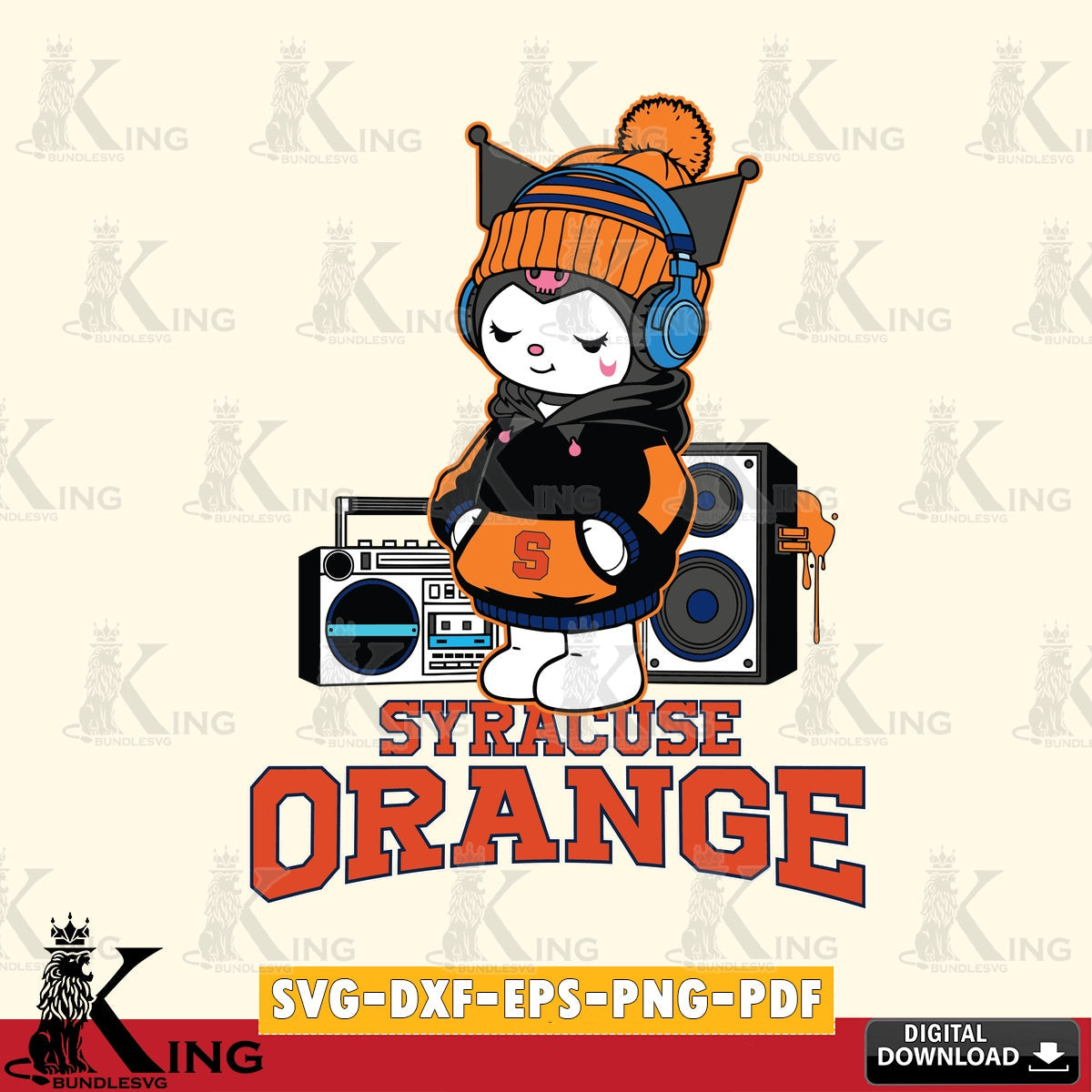 Syracuse Orange Kuromi Football Music SVG file, Cricut, Cut file  , Digital Download , Instant Download, Sanrio svg, Clipart