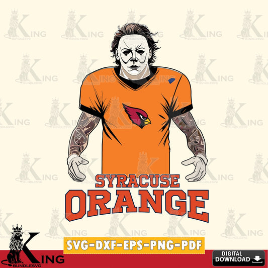 Printable art of Syracuse Orange Michael Myers tattoo football, a digital download for Cricut Maker and paper crafts.