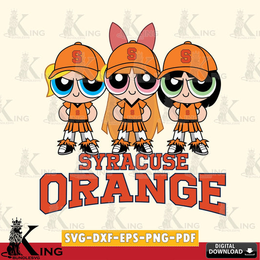 Detailed illustration of Syracuse Orange PowerPuff Girls Football, versatile clip art for stickers, decals, and mugs