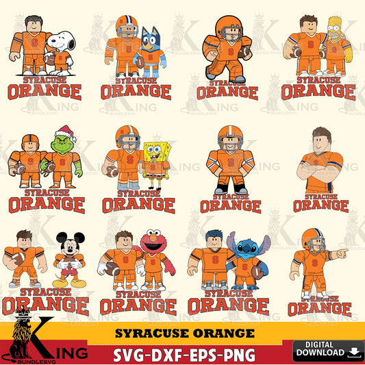 Variety pack of Syracuse Orange Roblox with Friends football NCAA Bundle, cut file ideal for vinyl projects and T-shirt printing