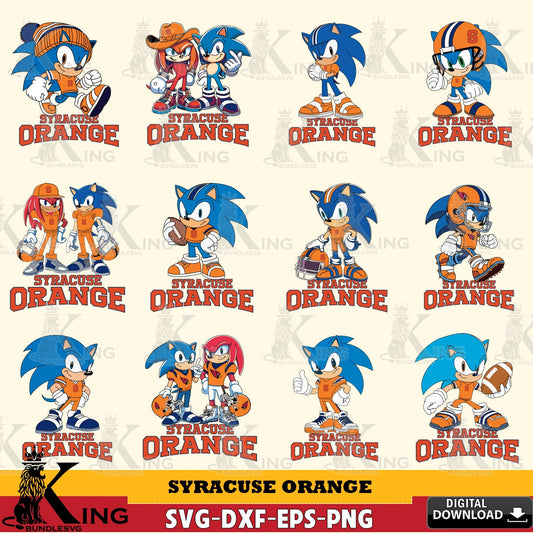 Jumbo collection of Syracuse Orange Sonic & Knuckles NCAA Football Bundle PNG clipart for sublimation printing and graphic design