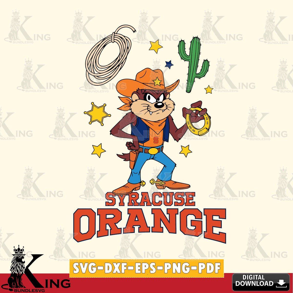 Syracuse Orange Taz Cowboy Western SVG file, Cut file  , Digital Download , Instant Download, Taz svg, NCAA svg