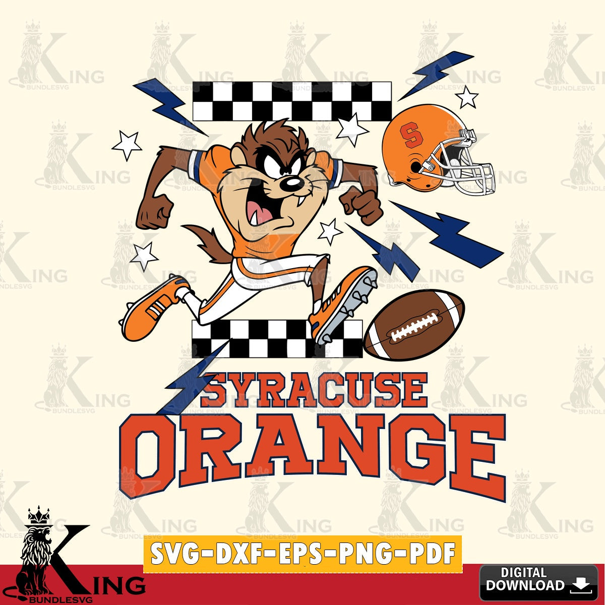 Syracuse Orange Taz Football Lightning SVG file, Cut file  , Digital Download , Instant Download, Taz svg, NCAA svg