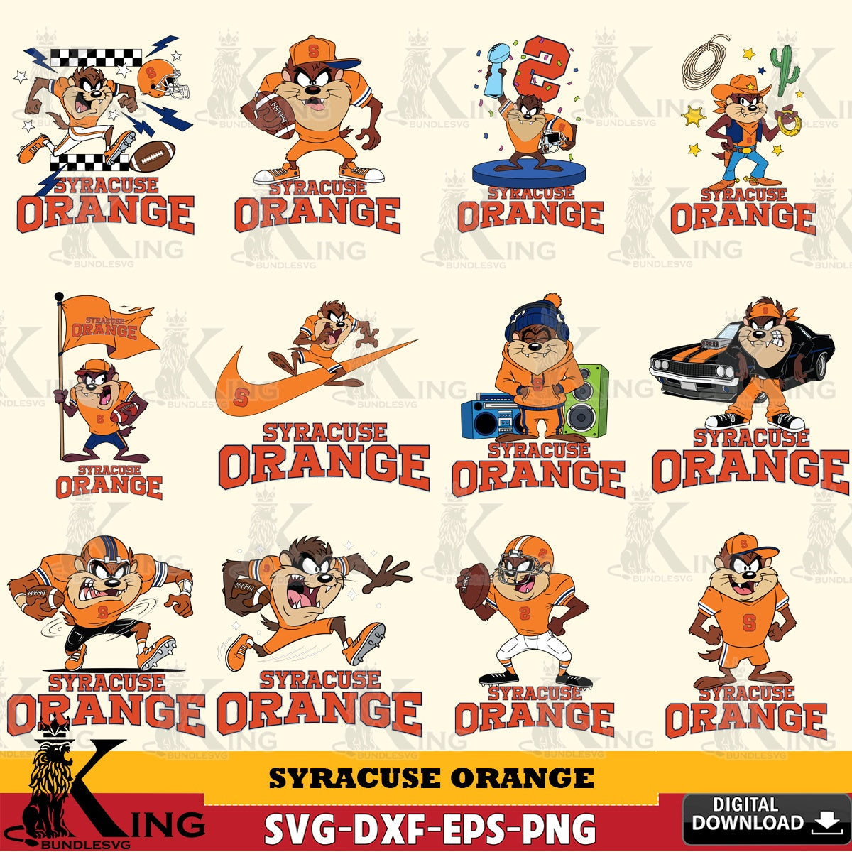 Syracuse Orange Taz Football NCAA Bundle SVG file, Cut file  , Digital Download , Instant Download, Taz svg, NCAA svg