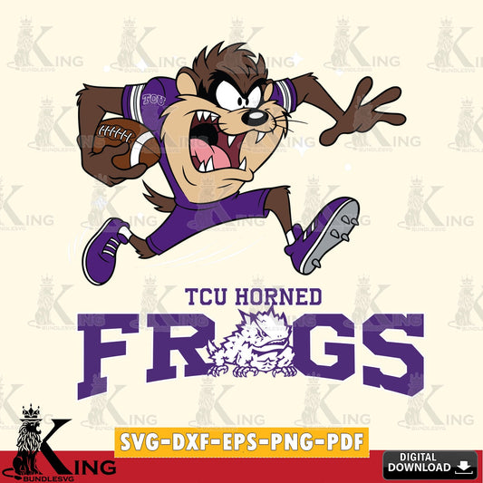 TCU Horned Frogs Angry Taz Football SVG file, Cut file  , Digital Download , Instant Download, Taz svg, NCAA svg