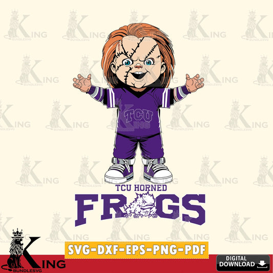 Unique artwork depicting TCU Horned Frogs Chucky Football, NCAA vector art for engraving, cutting, and printing