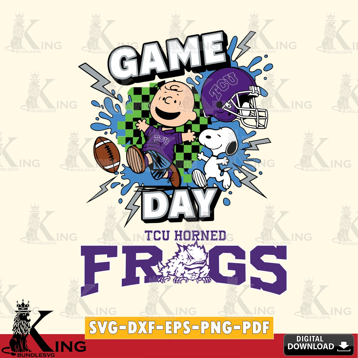 TCU Horned Frogs Game Day Peanuts SVG, Cricut, Cut file  , Digital Download , Instant Download, Peanuts svg, NCAA svg, Football svg, Sport svg