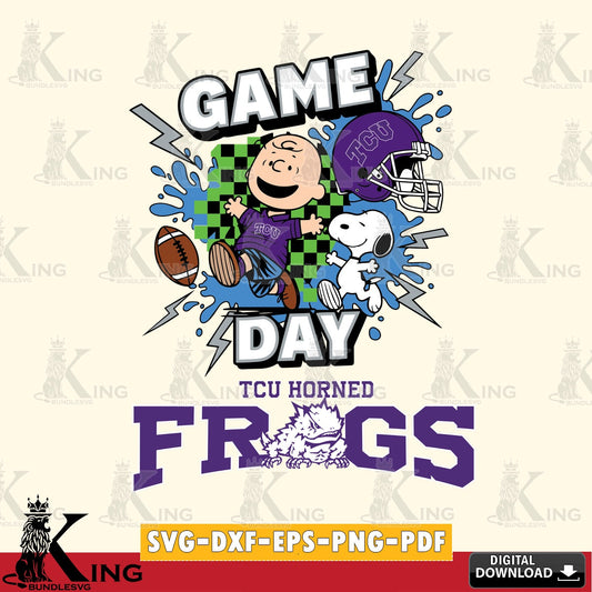 TCU Horned Frogs Game Day Peanuts SVG, Cricut, Cut file  , Digital Download , Instant Download, Peanuts svg, NCAA svg, Football svg, Sport svg